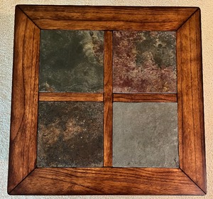lot 110 image: End Table with Slate Inlay Slabs