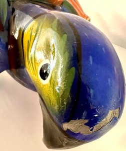 lot 117 image: Pair of Papier-Mache Parrots on Metal Hanging Swings
