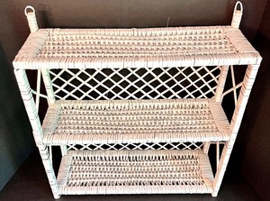 lot 146 image: Small White Wicker Shelf Unit