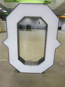 lot 117 image: Lighted Letter O Outdoor Signage, Transformer Not Included. Approximate Dimensions 35 x 5.25 x 42.5 Tall - USED FOR RETAIL BRAND MN HOME OUTLET.