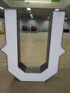 lot 131 image: Lighted Letter U Outdoor Signage, Transformer Not Included. Approximate Dimensions 25 x 5.25 x 28 Tall - USED FOR RETAIL BRAND MN HOME OUTLET.
