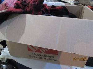 Box of assorted clothing