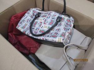 Box of purses and ladies items