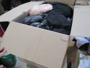 Box of assorted clothing, great for resale