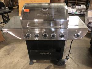 Nexgrill 5-Burner Propane Gas Grill in Stainless Steel with Side Burner and Condiment Rack   Customer Returns See Pictures