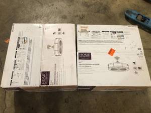 2 Lots of Home Decorators Collection Brette II 23 in. LED IndoorOutdoor Brushed Nickel Ceiling Fan with Light and Remote Control   Customer Returns See Pictures
