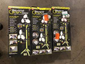 Lot of BEYOND BRIGHT 70-Watt Tower Light with Tripod Stand    Customer Returns See Pictures