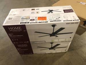 2 Lots of Home Decorators Collection Merwry 52 in. Integrated LED Indoor Matte Black Ceiling Fan with Light Kit and Remote Control   Customer Returns See Pictures