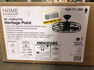 Home Decorators Collection Heritage Point 25 in. Integrated LED IndoorOutdoor Natural Iron Ceiling Fan with Light and Remote Control  Customer Returns See Pictures