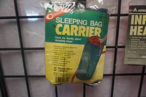 lot 128 image: Coghlan Sleeping Bag Carrier With American Camper Inflatable Head Rest