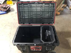 Husky 23 in. 50 Gal. Black Rolling Toolbox with Keyed Lock and Portable Hand Tool Tray   Customer Returns See Pictures