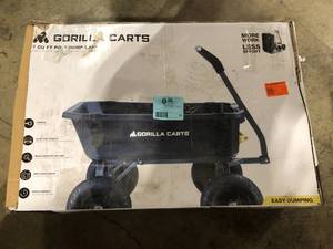 GORILLA CARTS 7 cu. ft. Poly Yard Dump Cart  Customer Returns See Pictures