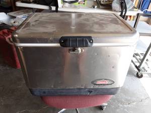 lot 3 image: Coleman Steel Cooler