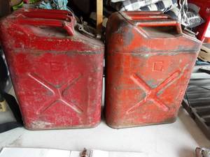 lot 8 image: 2-5 Gallon Steel Gas Cans