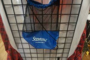 lot 138 image: Blue Mesh Draw String Bag With Bowtech and Real Tree Camo Baseball Caps