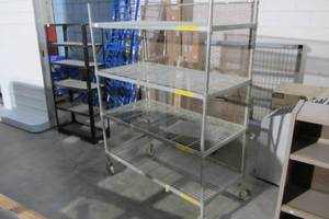 lot 56 image: Rolling IndustrialCommercial Rack - Four Shelves