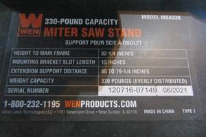 lot 59 image: WEN MSA330 Collapsible Rolling Miter Saw Stand with 3 Onboard Outlets