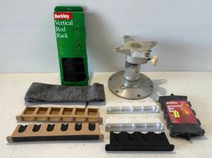 lot 29 image: Group Of Misc. Fishing Items Including Rod Holders, Pedestal For Fishing Seat And More