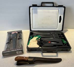 lot 44 image: Group Of Misc. Fillet Knives Including Rapala NIB And More