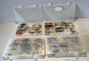 lot 50 image: Four Cases Full Of Fishing Lures Including Rapala And More