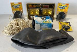lot 103 image: Group Of Vintage Automotive Items Including Fog Lights And Horns ( NIB ) And More
