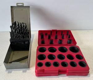 lot 108 image: Group Including Misc. Drill Bits In Metal Case And Universal Seires O-Ring  Service Kit
