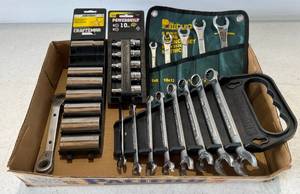 lot 186 image: Group Of Misc. Wrenches And Sockets Including Craftsman