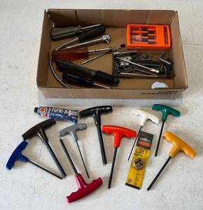 lot 200 image: Group Of Misc. Tools Including Hex Allen Wrenches Plastic T Handle And More