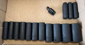 lot 201 image: Group Of Chrome Vanadium 12 Impact Deep Sockets