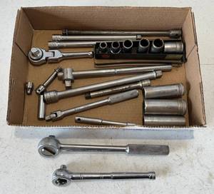 lot 216 image: Group Of Misc. Sockets, Socket Wrenches And More Including Craftsman, SK And More