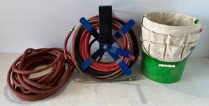 lot 251 image: Heavy Hanging Hose Reel & Extra Hose