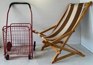 lot 255 image: Folding Chair With Folding Wheeled Cart