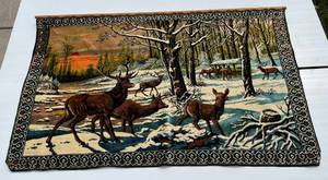 lot 259 image: Large Vintage Elk Wildlife Tapestry  48 x 78