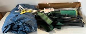lot 261 image: Gorup Of Camping & Fishing Items Including Coleman Mountain Tent 5 X 7, Ice Fishing Darkhouse And Two Folding Charis