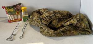 lot 262 image: Group Of Canine Items Including Camo Dog Kennel Cover, Dog Treats And More