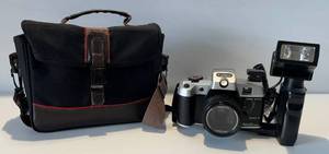 lot 278 image: Cannon Camera A Motor Drive With Red Eye Reduction With Lens, Flash And Case