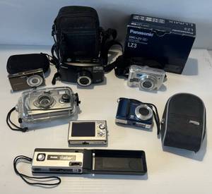 lot 282 image: Group Of Misc. Brands Of Digital Cameras Including Olympus, Panasonic And More