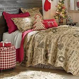 lot 37 image: Holiday Sentiments Oversized Quilt & Two Shams - FullQueen