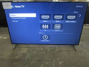 lot 785 image: Onn. 65 Class 4K UHD (2160P) LED Roku Smart TV HDR (100012587) - VERTICAL LINE LEFT OF CENTER