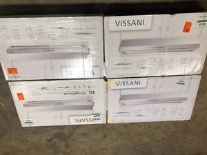 Lot of Assorted Vissani Caprelo 30 in. 320 CFM Convertible Under Cabinet Range Hood in Stainless Steel with LED Lighting and Charcoal Filter Customer Returns See Pictures