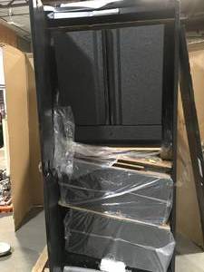 Husky 4-Piece Pro Duty Welded Steel Garage Storage System in Black LINE-X Coating (92 in. W x 81 in. H x 24 in. D) Damaged Customer Returns See Pictures
