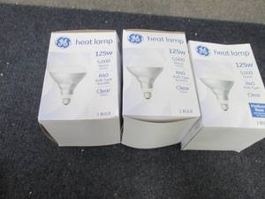 3- GE 125W Heat Lamp Bulbs R40...