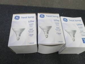 3- GE 125W Heat Lamp Bulbs R40...
