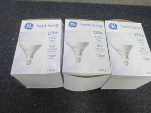 3- GE 125W Heat Lamp Bulbs R40...