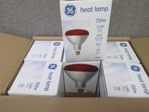 Case of 6- GE 250W Heat Lamp Bulbs ...