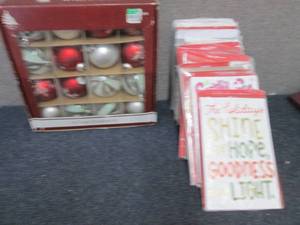 Assorted Christmas Cards, Ornaments...