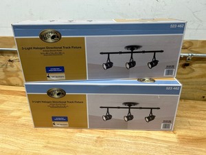 lot 15 image: HAMPTON BAY Lot of 2- 3-Light Antique Bronze Ceiling Bar Track Lighting Kits