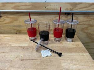 lot 41 image: Lot of 4- Tumblers with Straws- 24oz