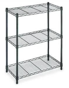 lot 17 image: HDX 3-Tier Steel Wire Shelving Unit in Black (24 in. W x 30 in. H x 14 in. D)