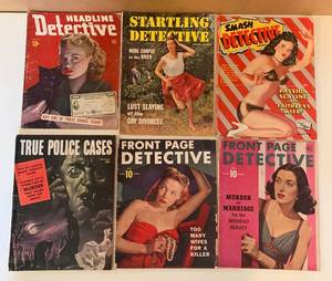 lot 11 image: 6 1940s Detective Magazines